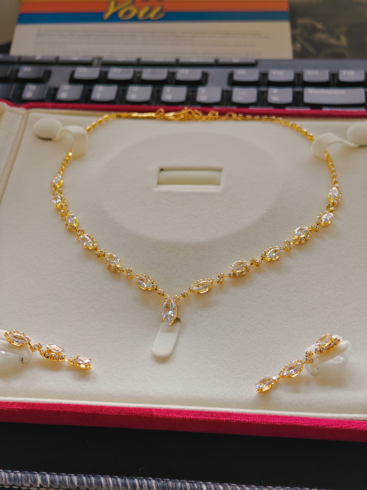 CZ AD Necklace Set 18k Gold Plated