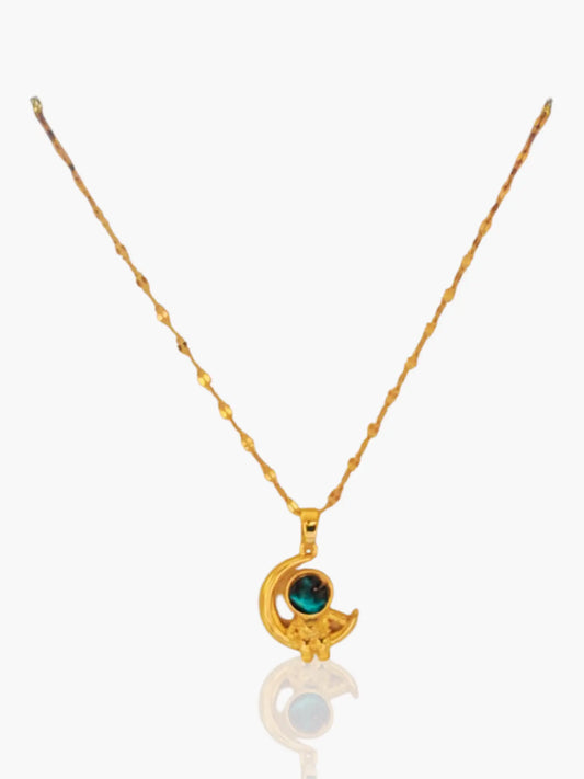 Space Moon 18k Gold Plated Stainless Steel Necklace