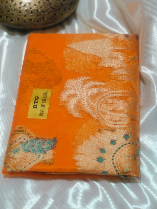 Orange Color Jimmy Chu Silk Saree