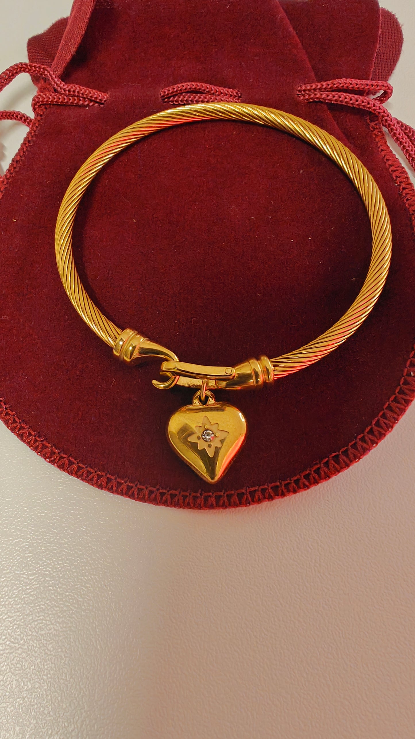 Heart Bangle With 18k Gold Plated Stainless Steel