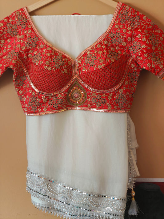 Party Wear Sari with ready to wear Blouse