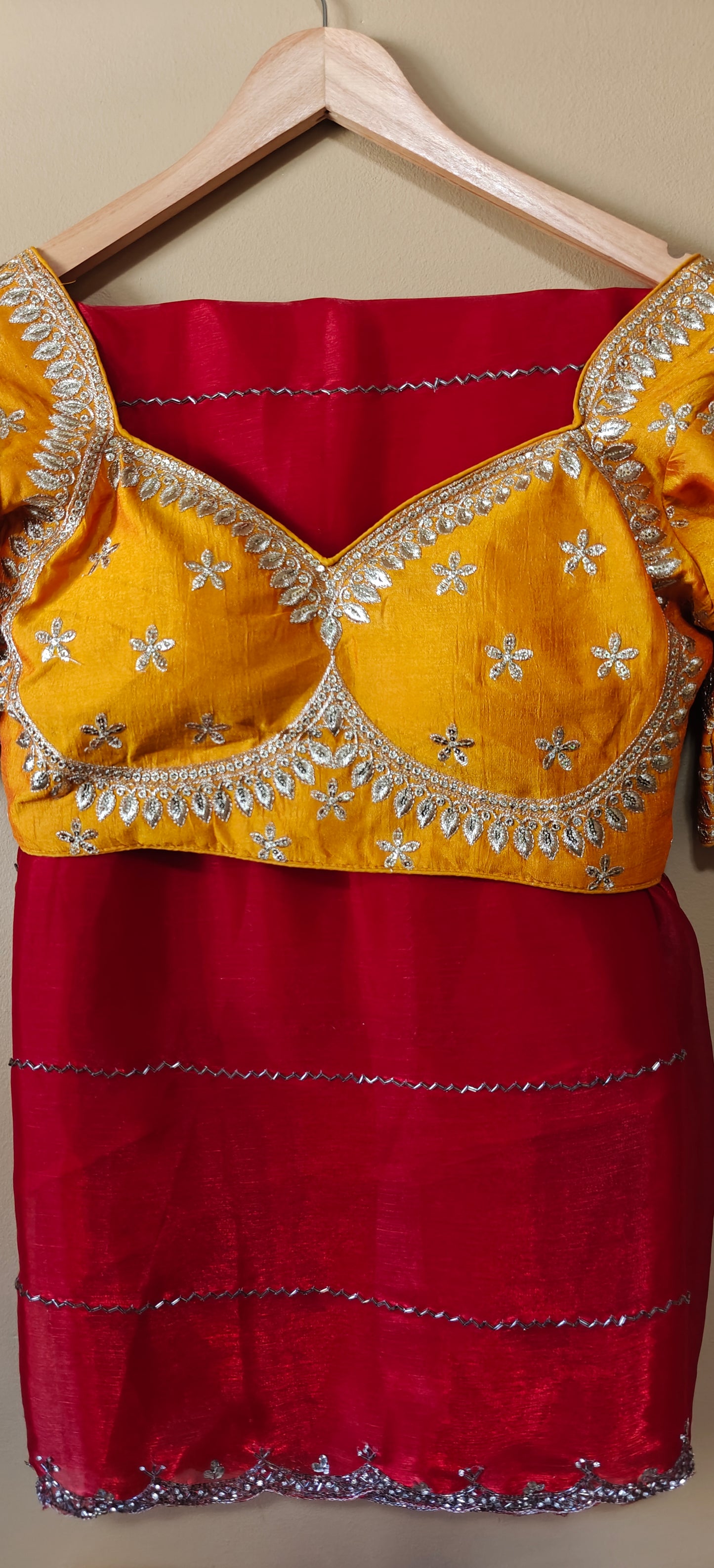 Luxury Red Saree With Sabyasachi-Style Yellow Blouse
