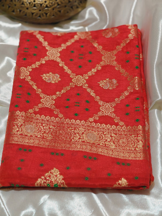 Red Party Wear Pure Viscose Saree