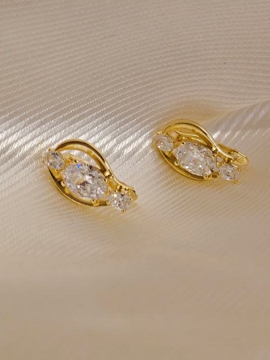Moissanite Earrings With 18k Gold Plated Brass