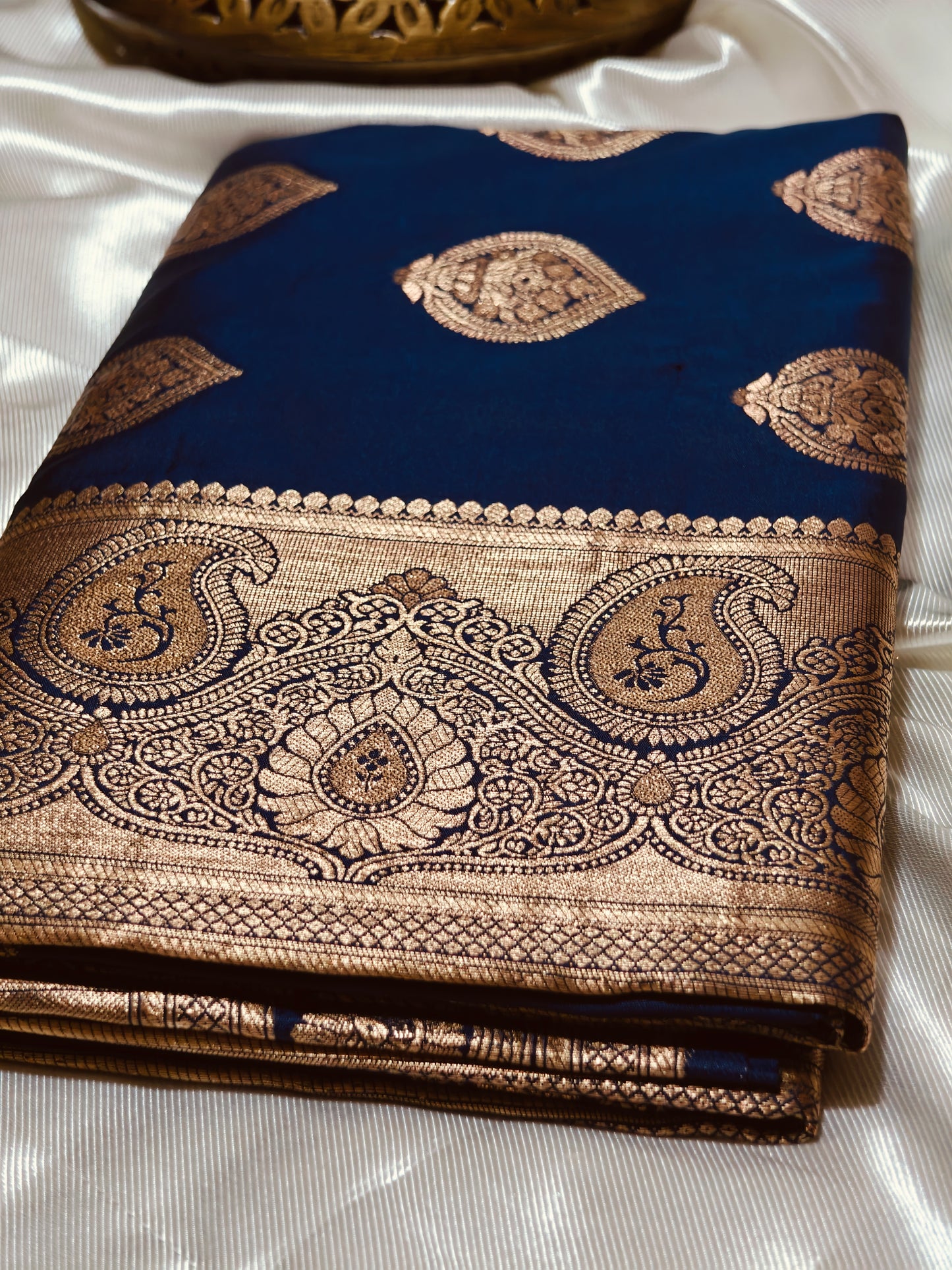 Navy Blue Banarasi Silk Saree