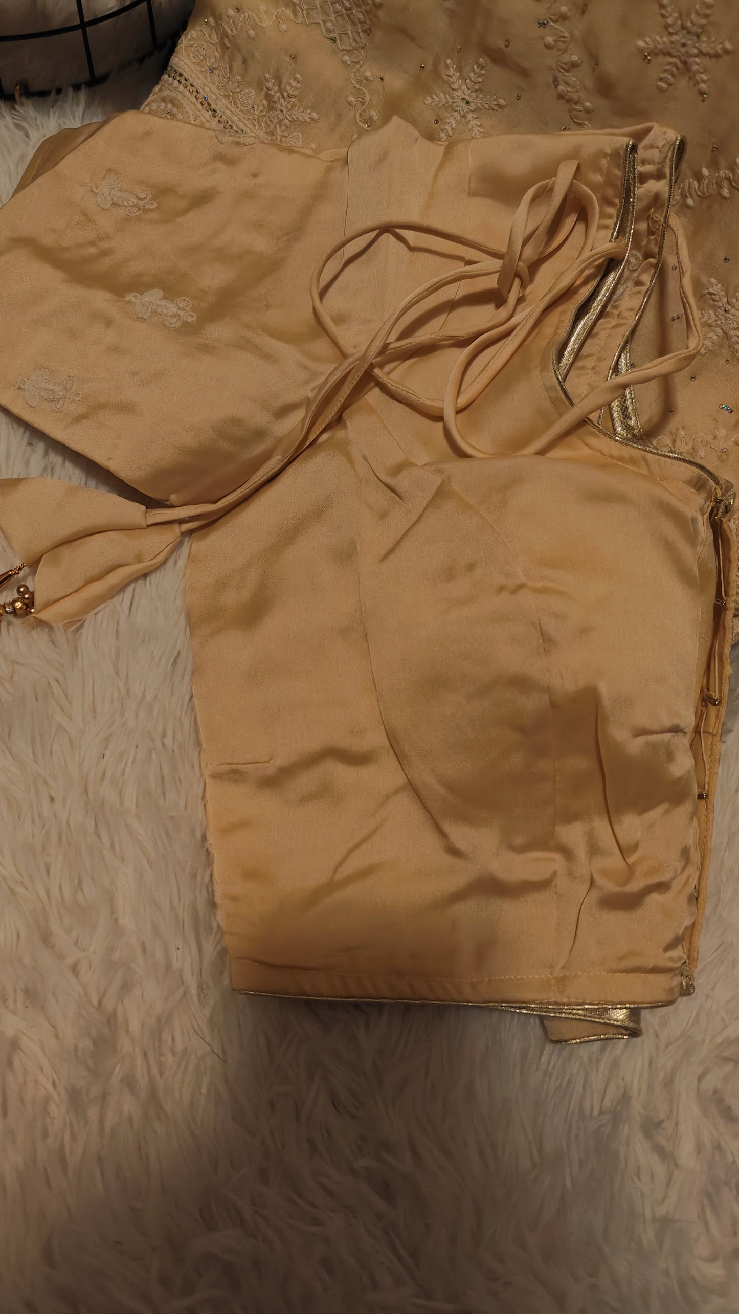 Golden Color Saree with Stitched Blouse