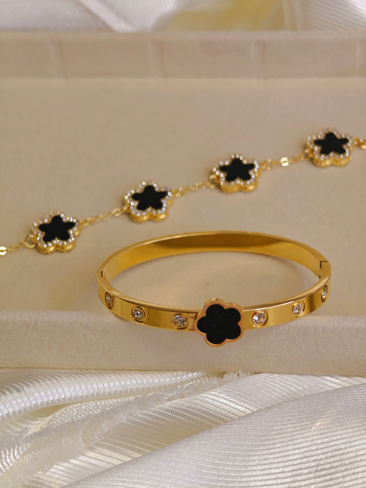 Clover Necklace Set 18k Gold Plated Stainless Steel Necklace