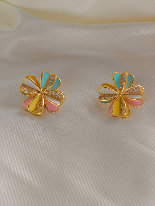 Floral Design Enamel Earring