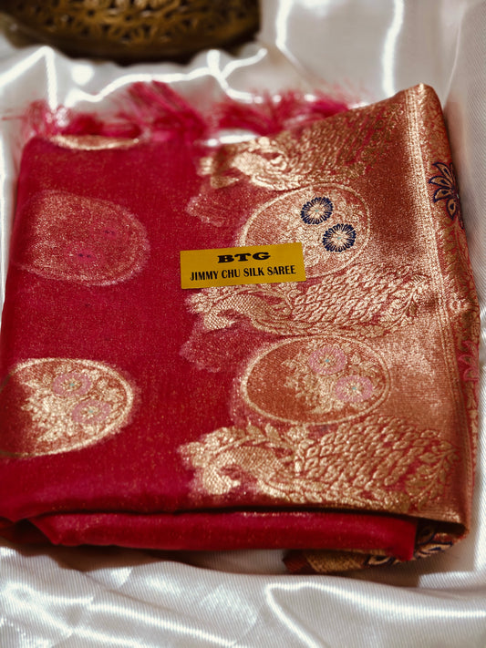 Rani Pink Party Wear Soft Jimmy chu Saree
