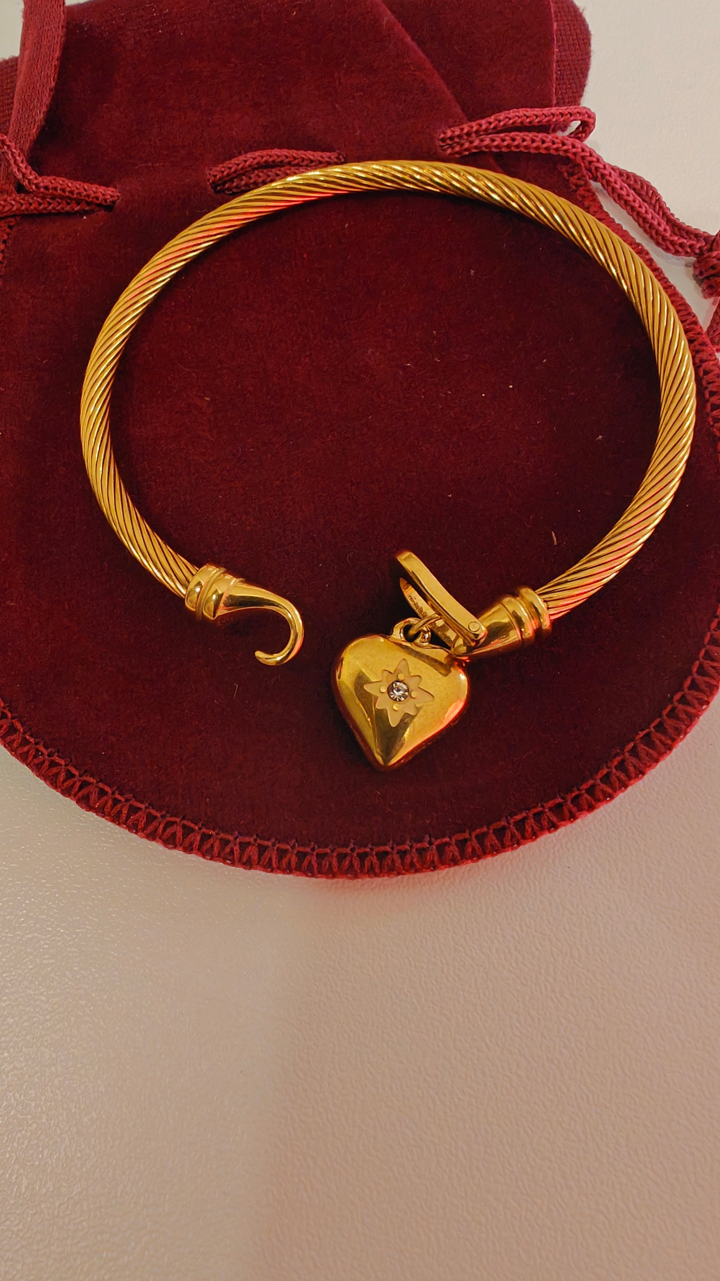 Heart Bangle With 18k Gold Plated Stainless Steel
