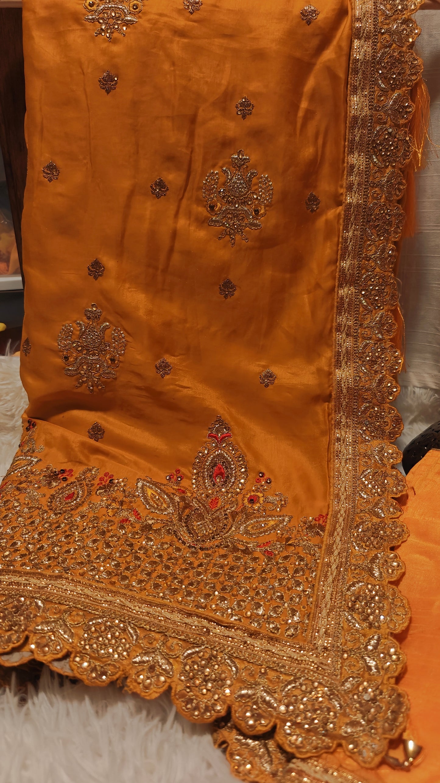 Party Wear Georgette Saree with Thread and stone work