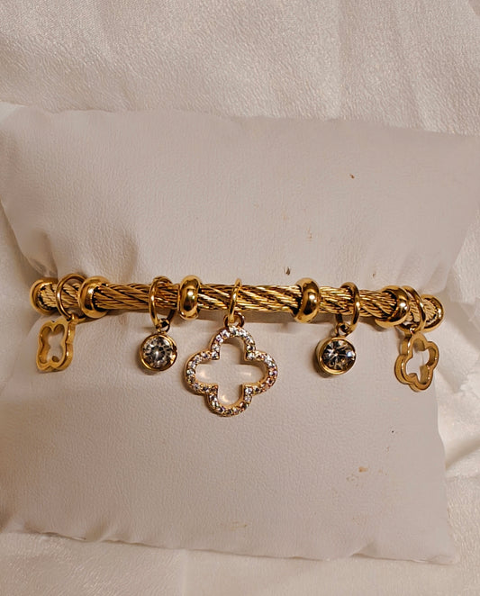 Charm Bracelet With 18k Gold Plated Stainless Steel