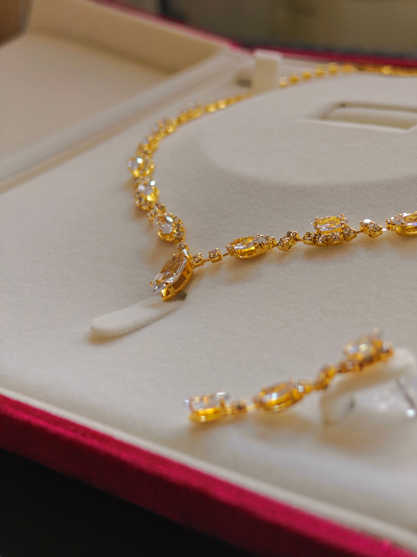 CZ AD Necklace Set 18k Gold Plated