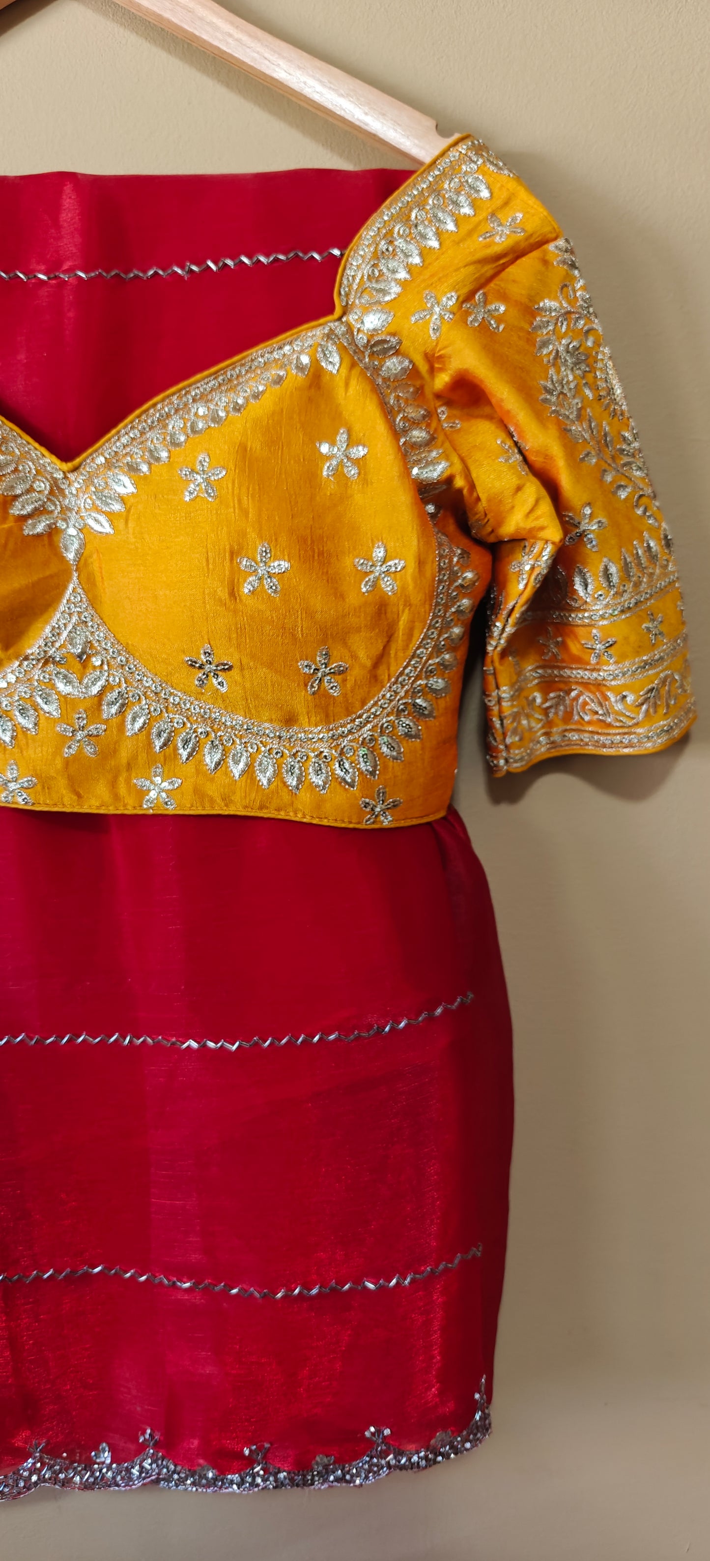 Luxury Red Saree With Sabyasachi-Style Yellow Blouse