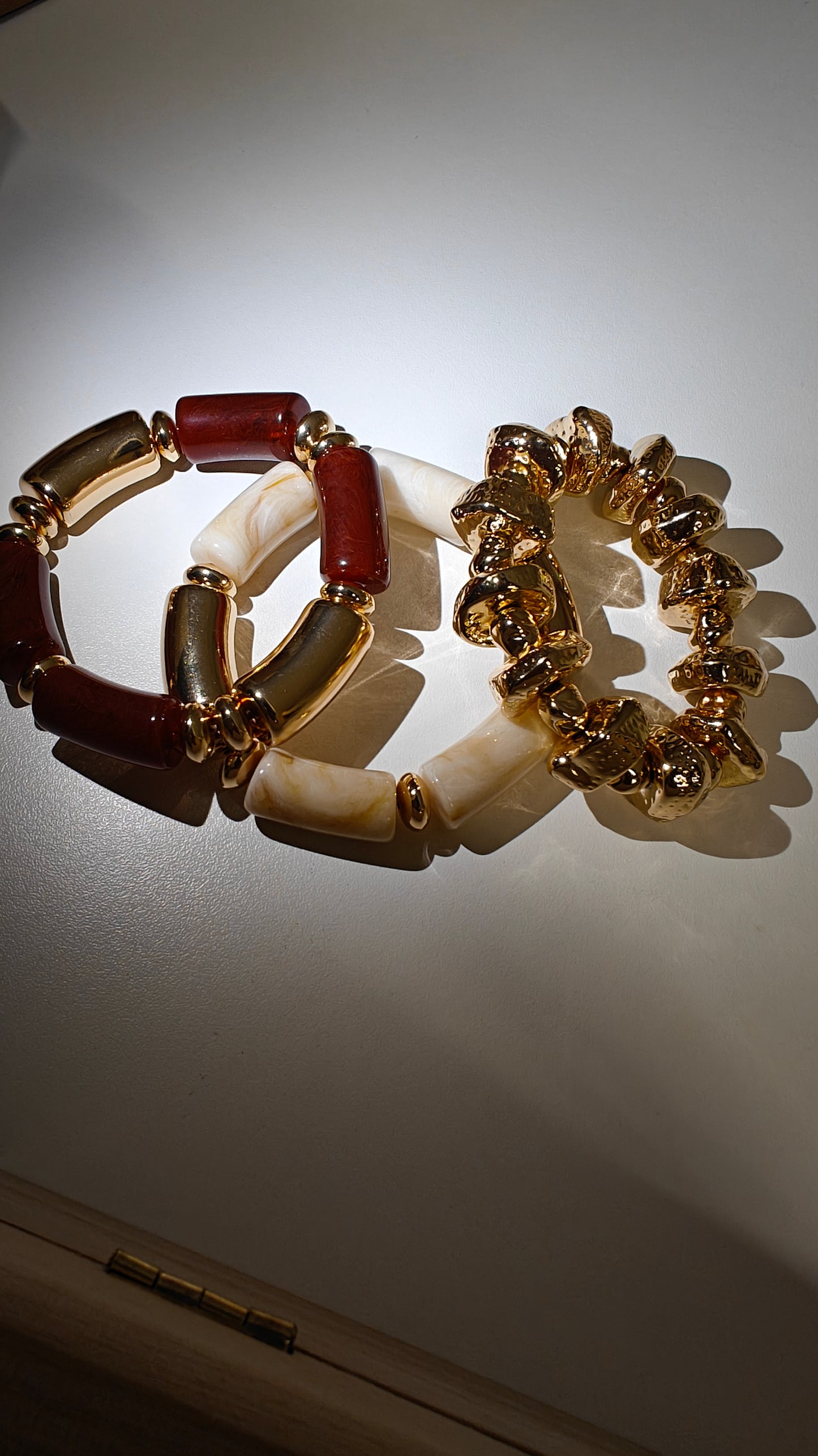 3pcs Vintage Multi-Layer Brown Acrylic Beaded Bracelet