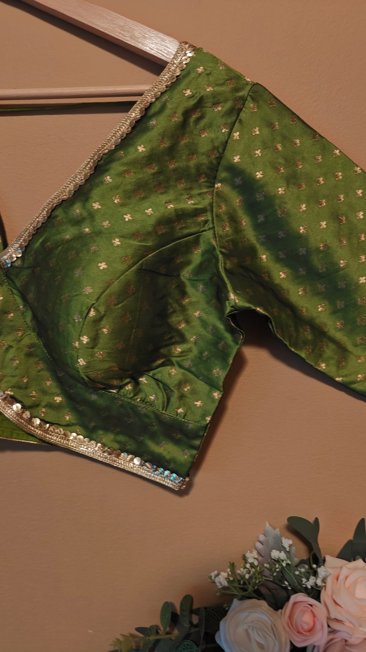 Mehandi Color Banarasi Silk Blouse