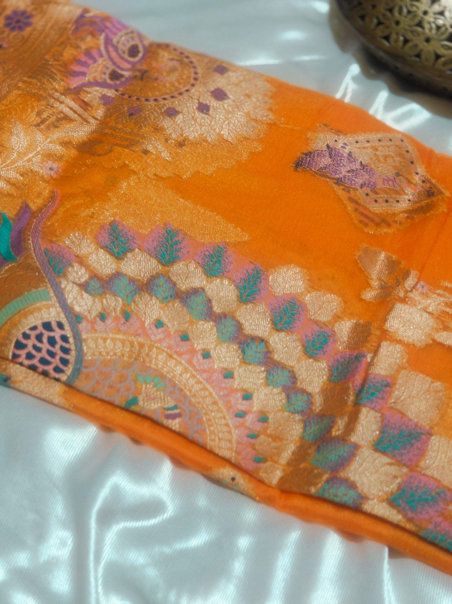 Orange Color Jimmy Chu Silk Saree
