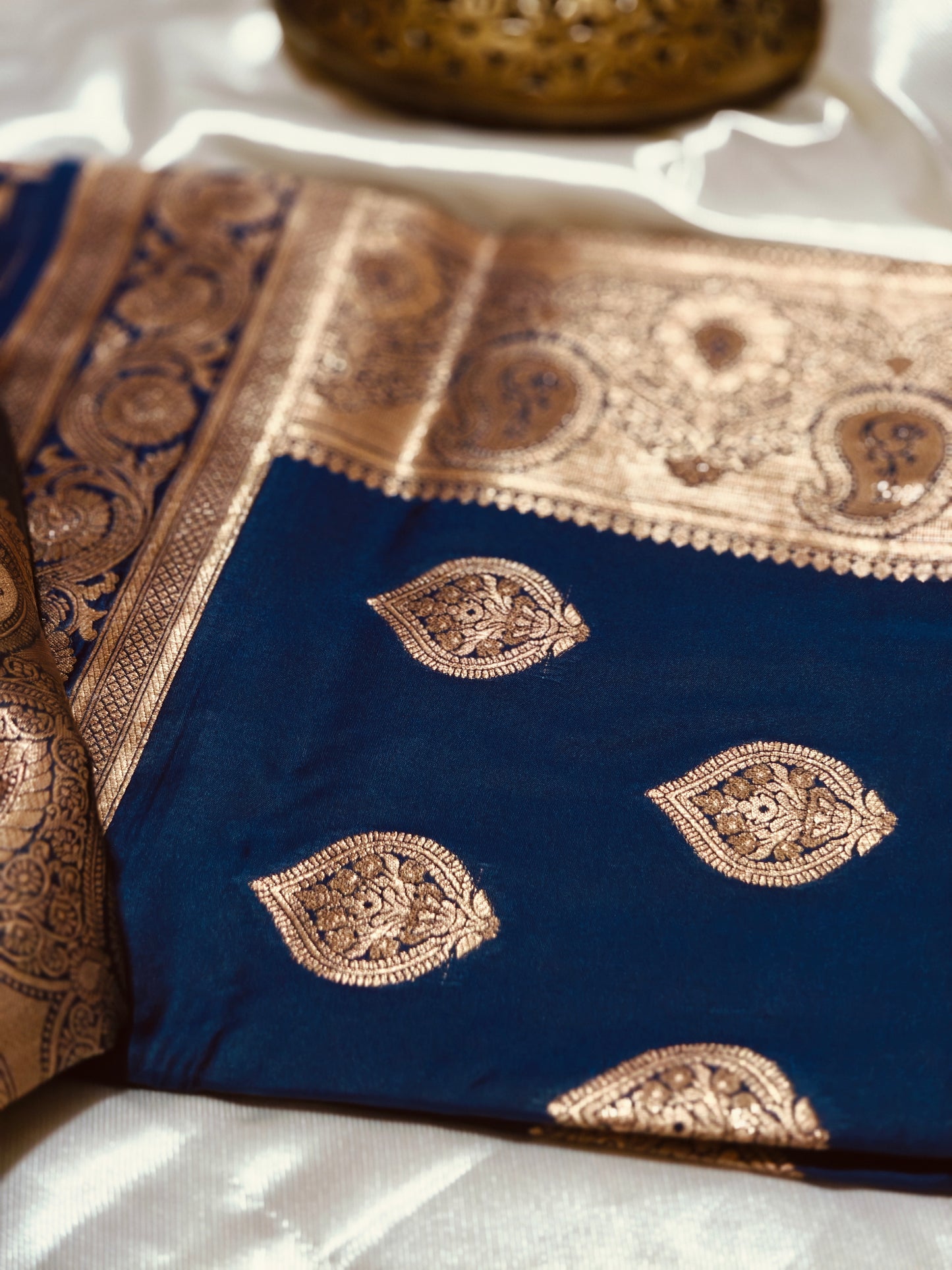 Navy Blue Banarasi Silk Saree