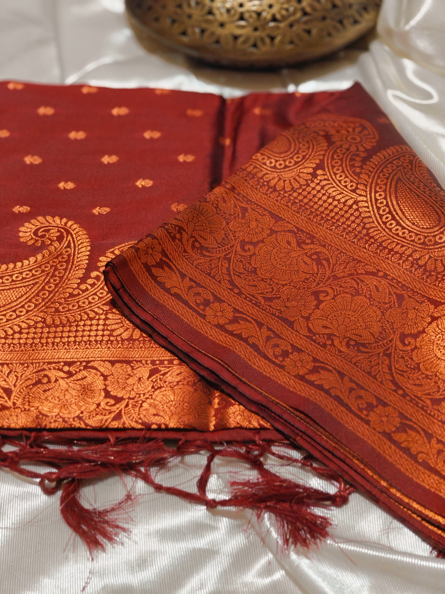 Brown Party Wear Banarasi Silk Saree