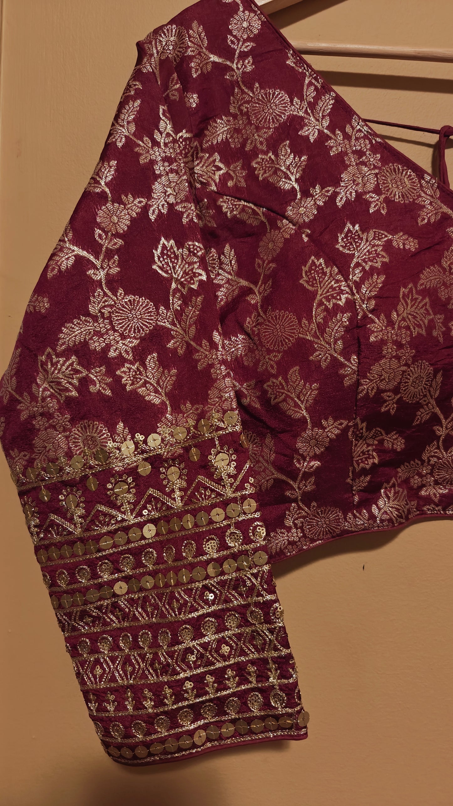 Maroon Dola Silk Blouse