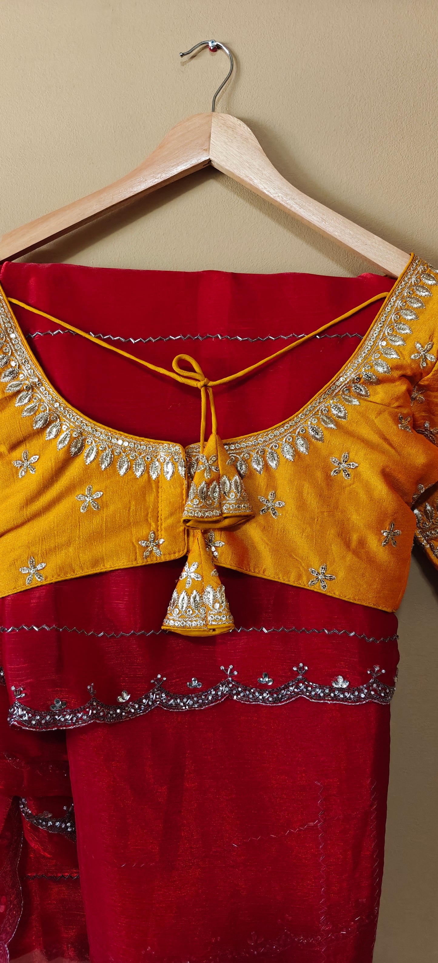 Luxury Red Saree With Sabyasachi-Style Yellow Blouse