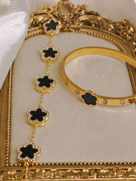 Clover Bangle With 18k Gold Plated Stainless Steel