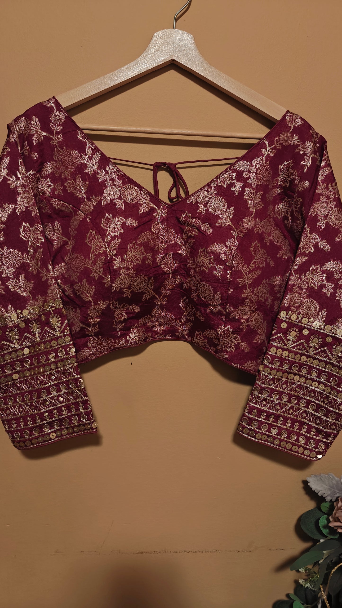 Maroon Dola Silk Blouse