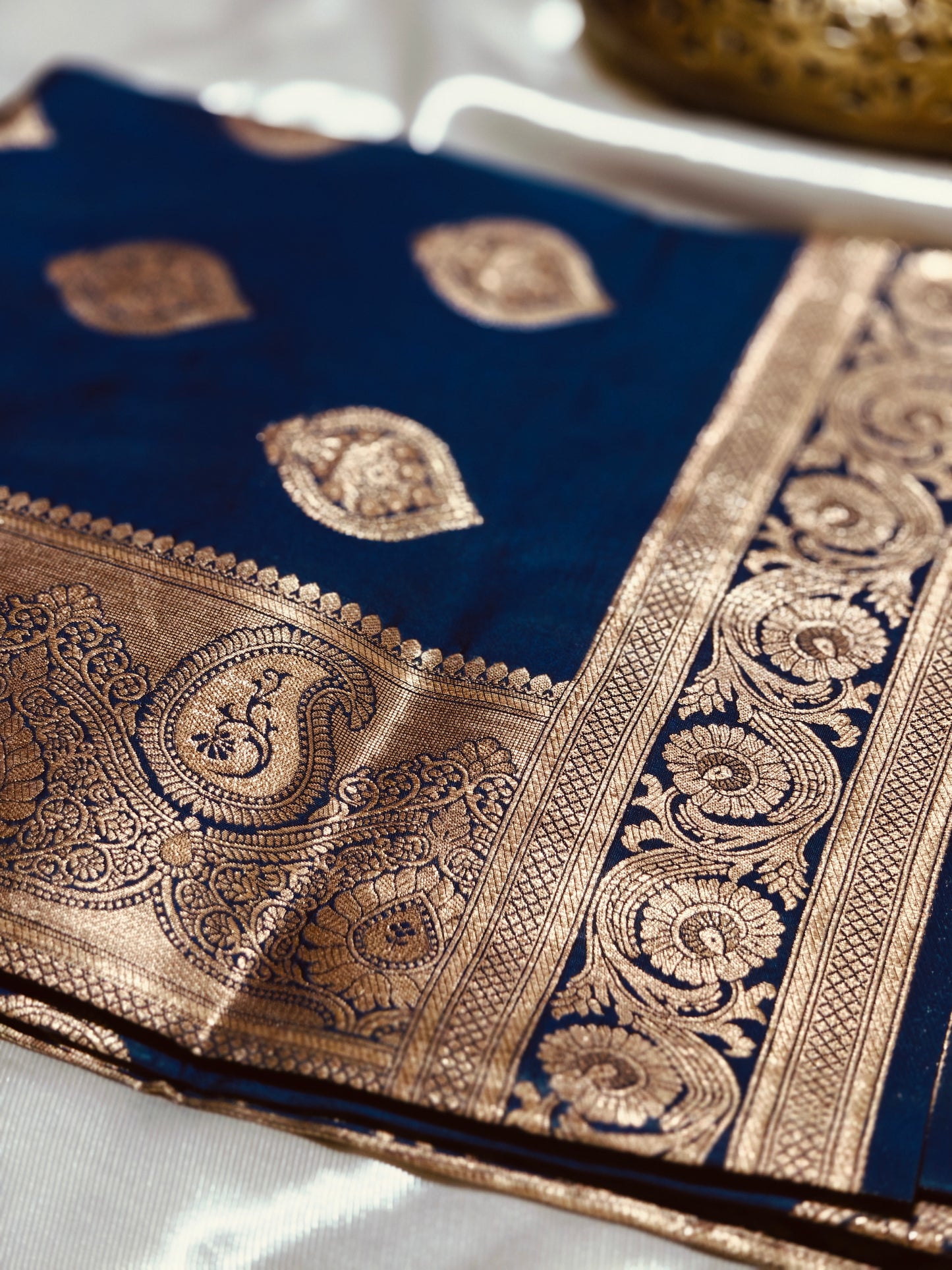 Navy Blue Banarasi Silk Saree