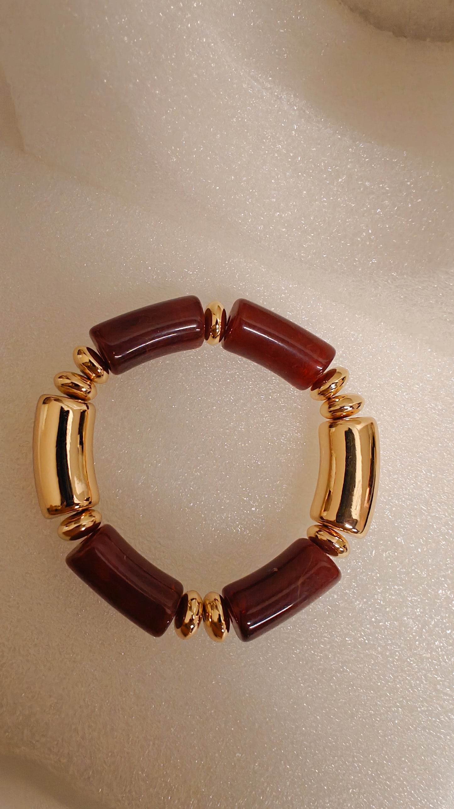 3pcs Vintage Multi-Layer Brown Acrylic Beaded Bracelet