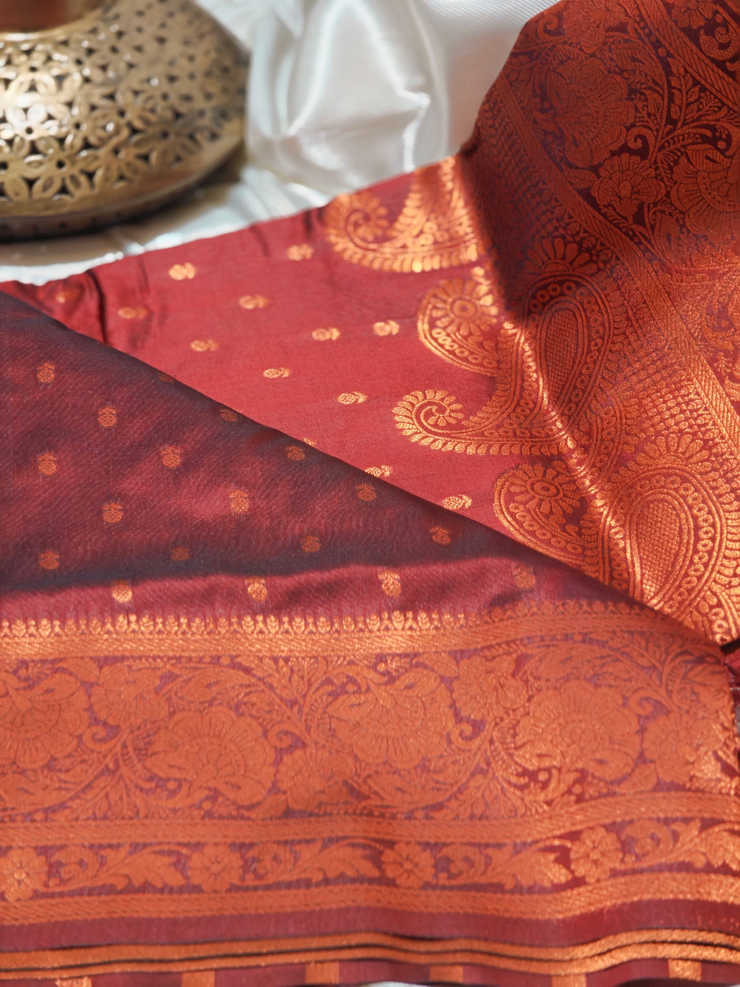 Brown Party Wear Banarasi Silk Saree