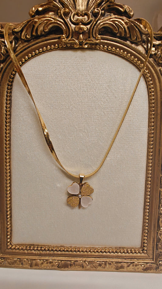 Flower Heart 18k Gold Plated Stainless Steel Necklace