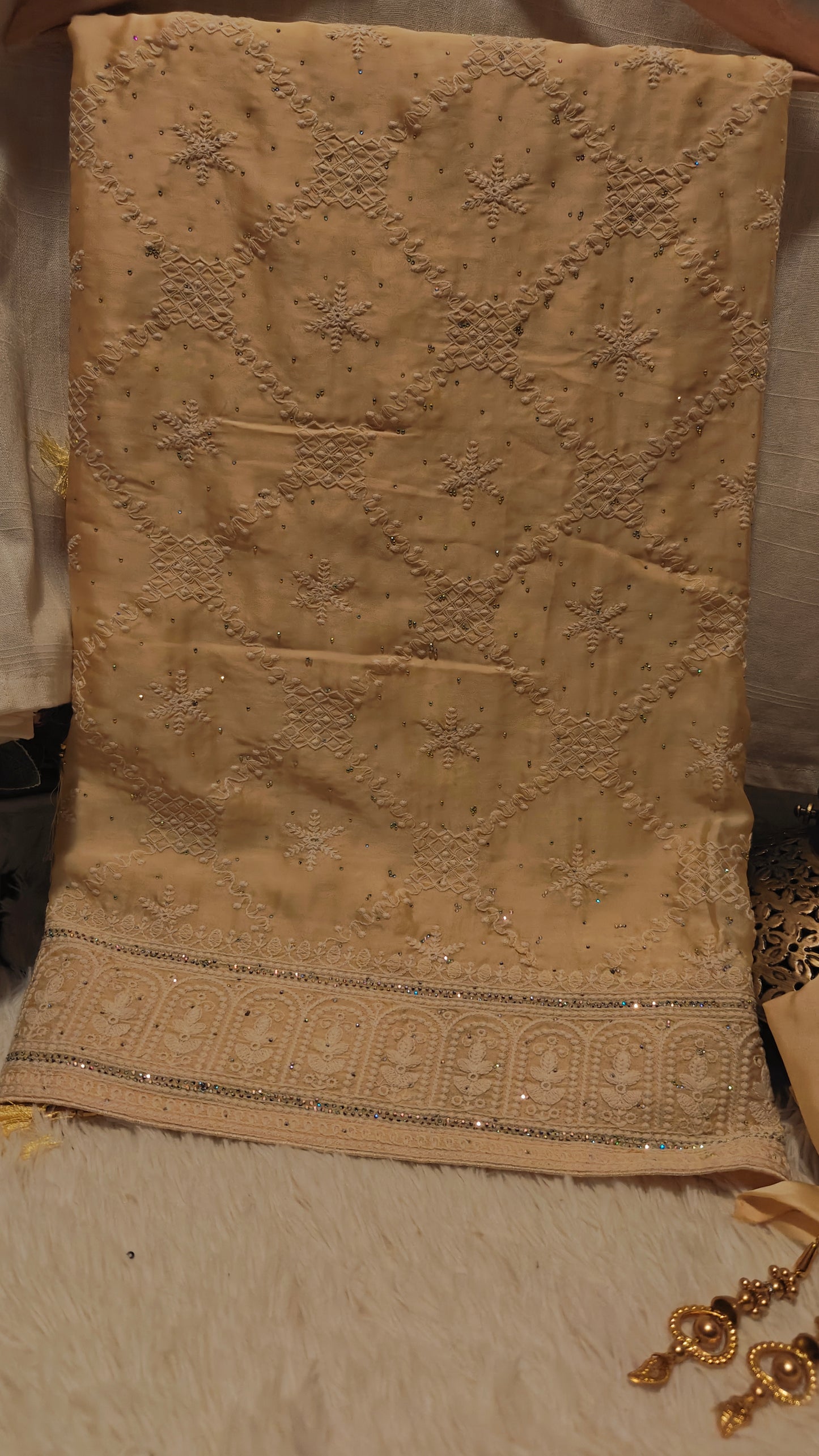 Golden Color Saree with Stitched Blouse
