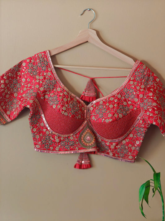 Red Color Sabhyasachi-Style Blouse