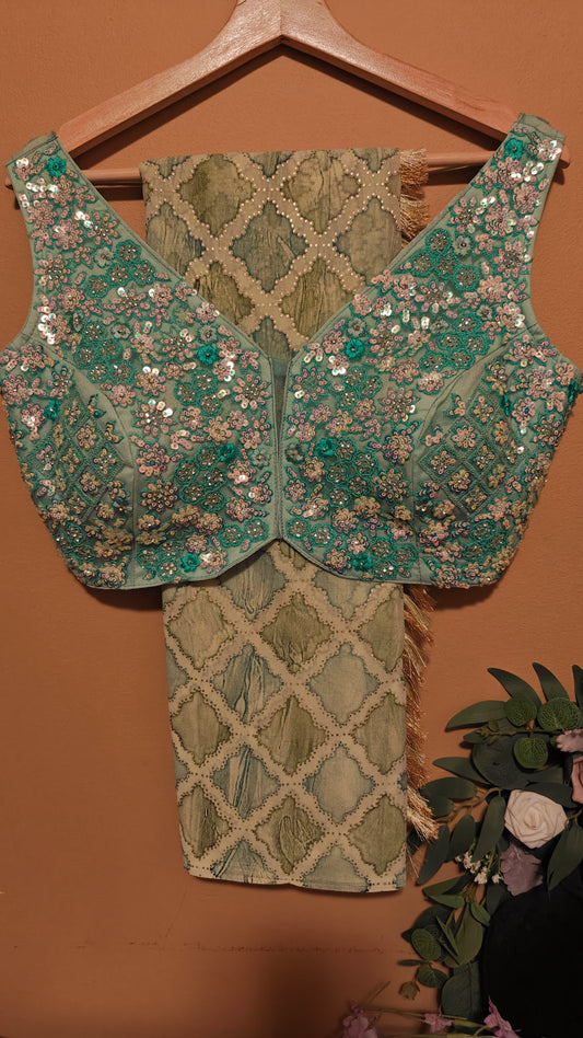 Party Wear Saree with Ready-to-Wear Blouse