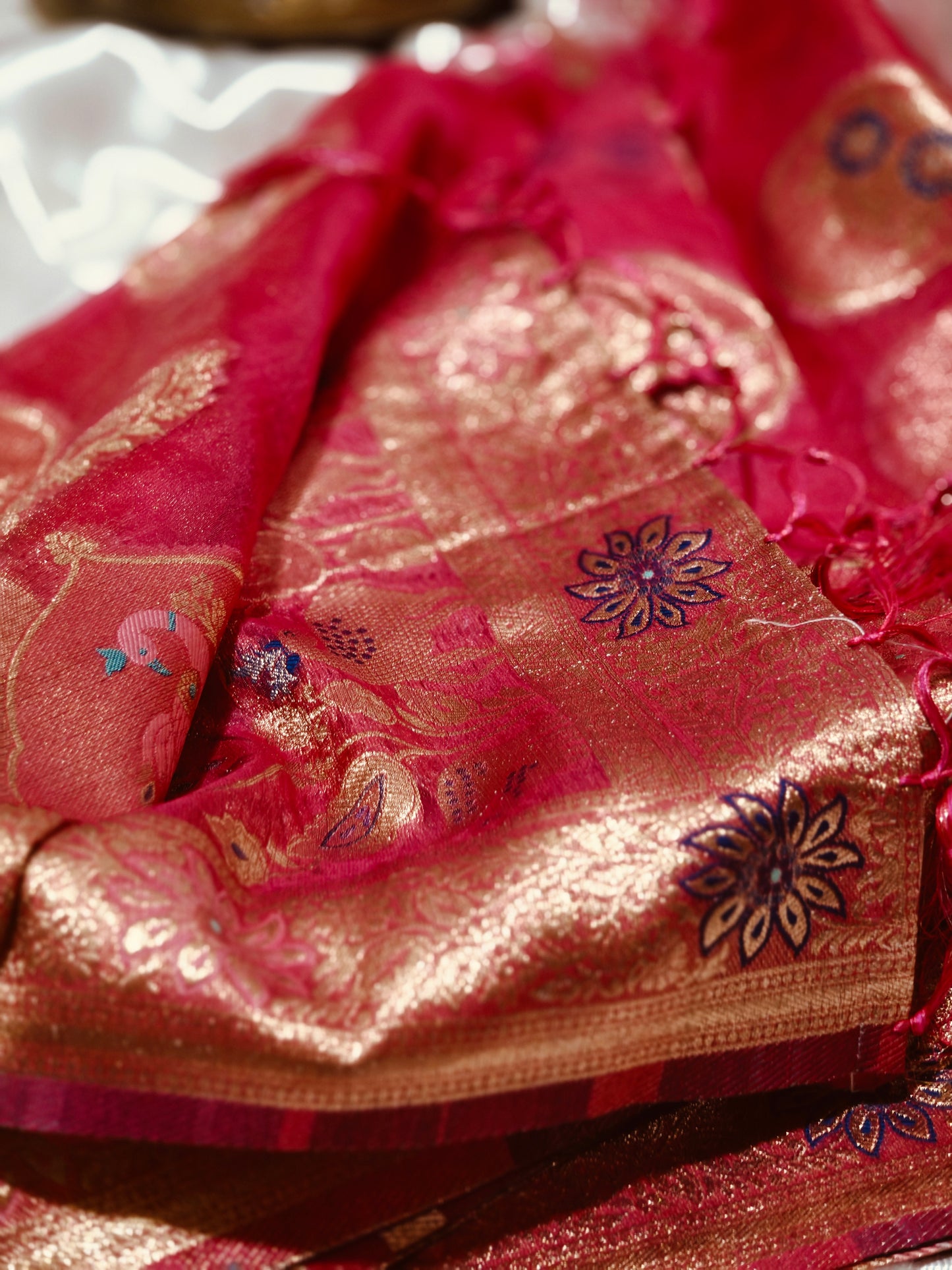 Rani Pink Party Wear Soft Jimmy chu Saree