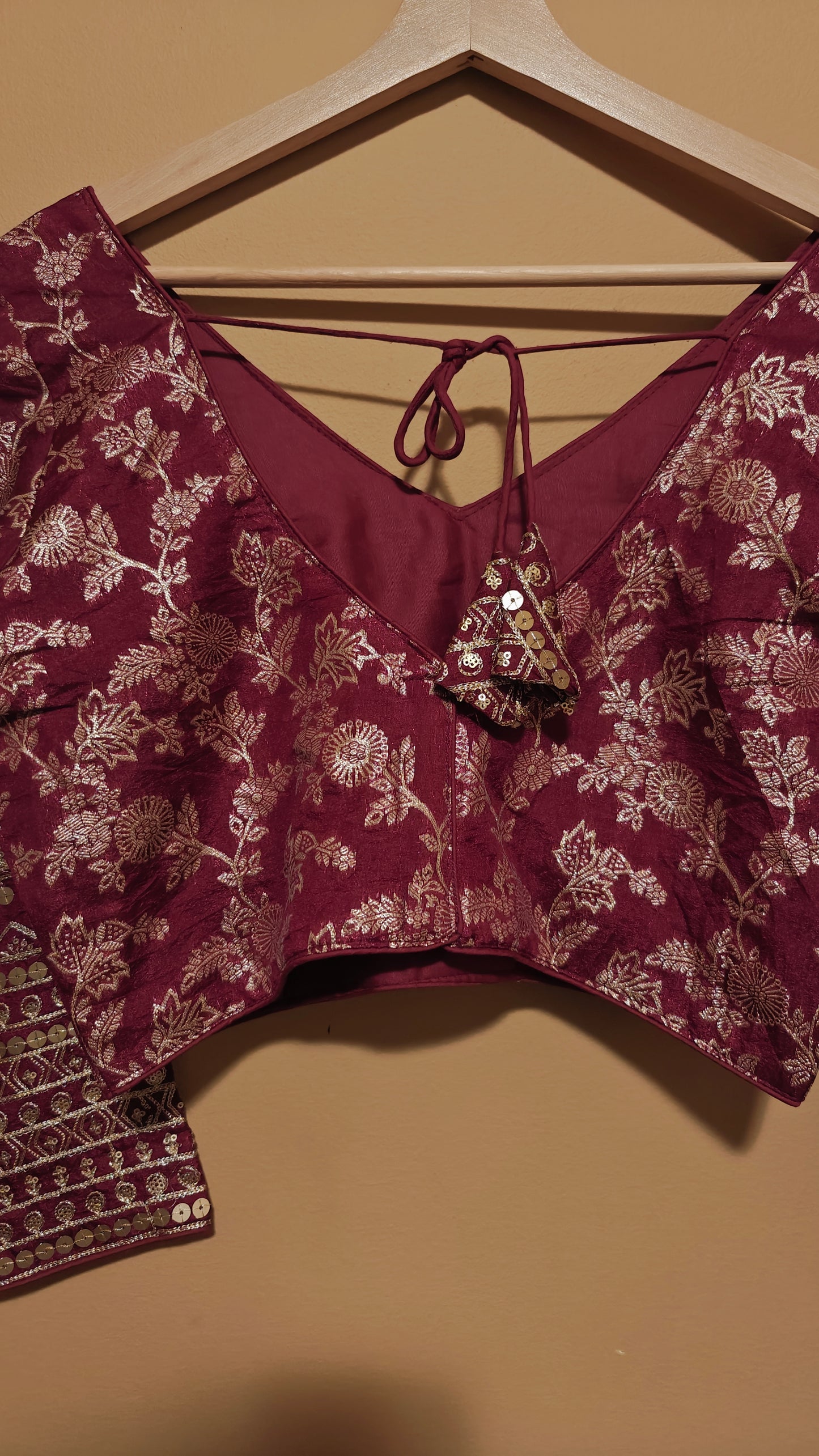 Maroon Dola Silk Blouse
