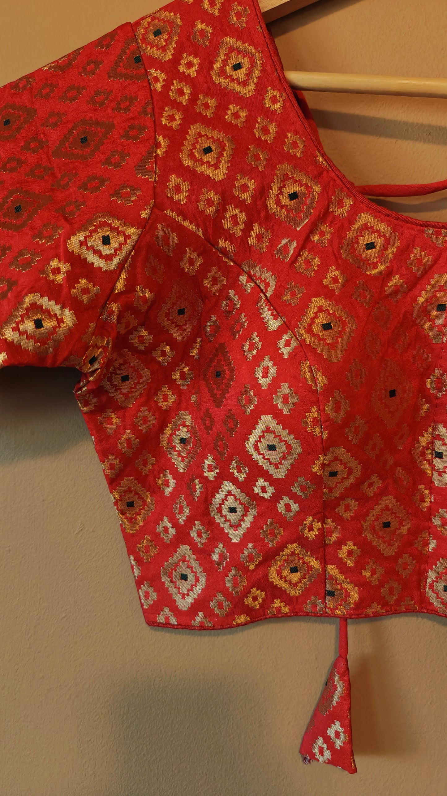 Red Party Wear Designer Banarasi Silk Blouse