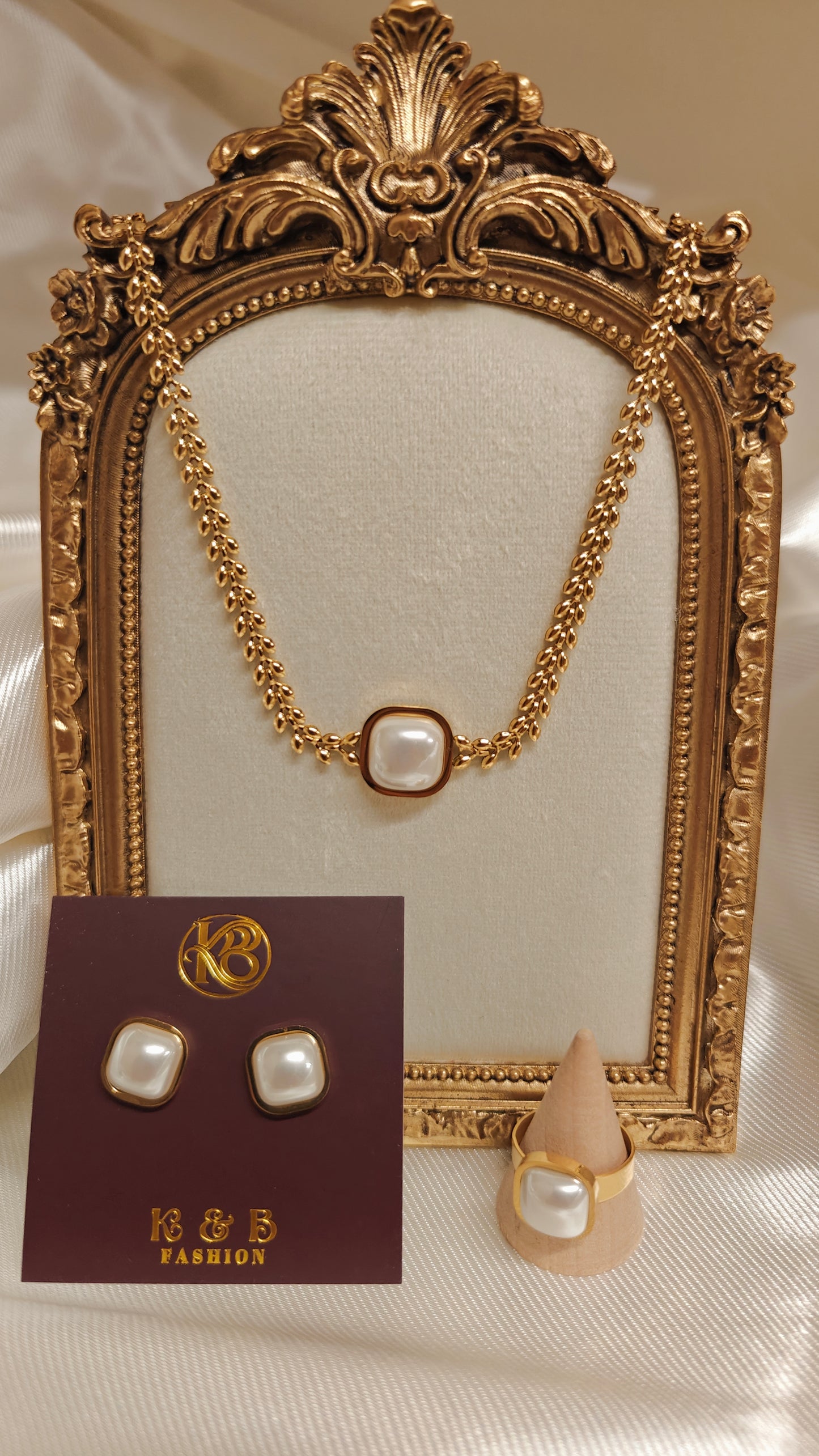 MOP Square Necklace Set 18k Gold Plated Stainless Steel Necklace