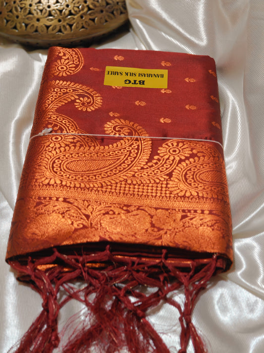 Brown Party Wear Banarasi Silk Saree