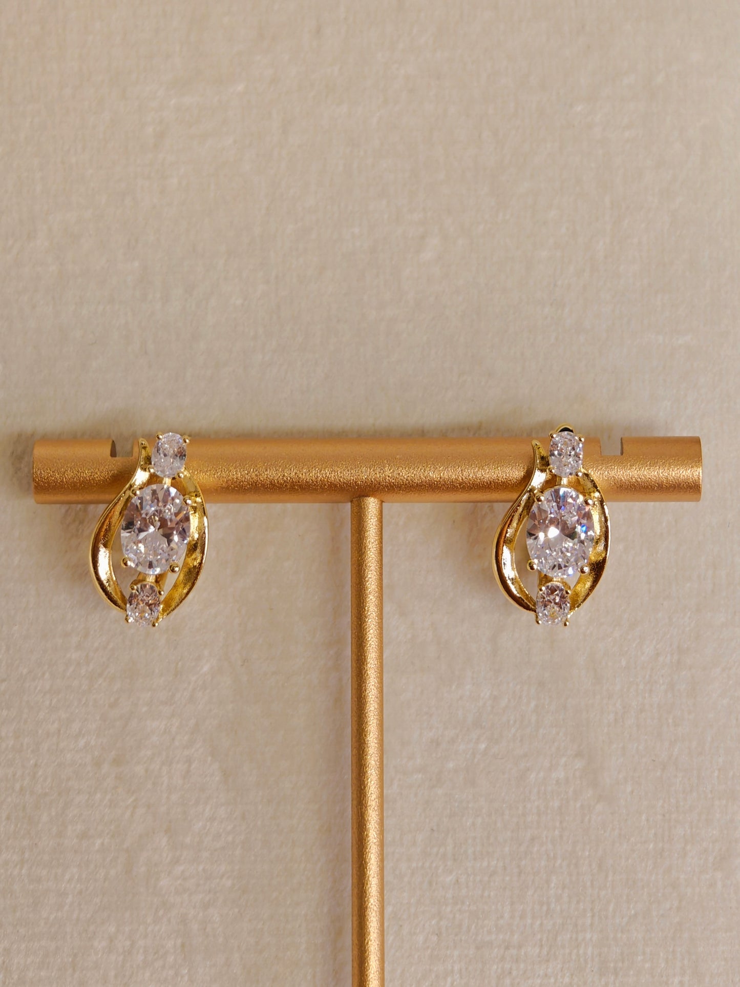 Moissanite Earrings With 18k Gold Plated Brass