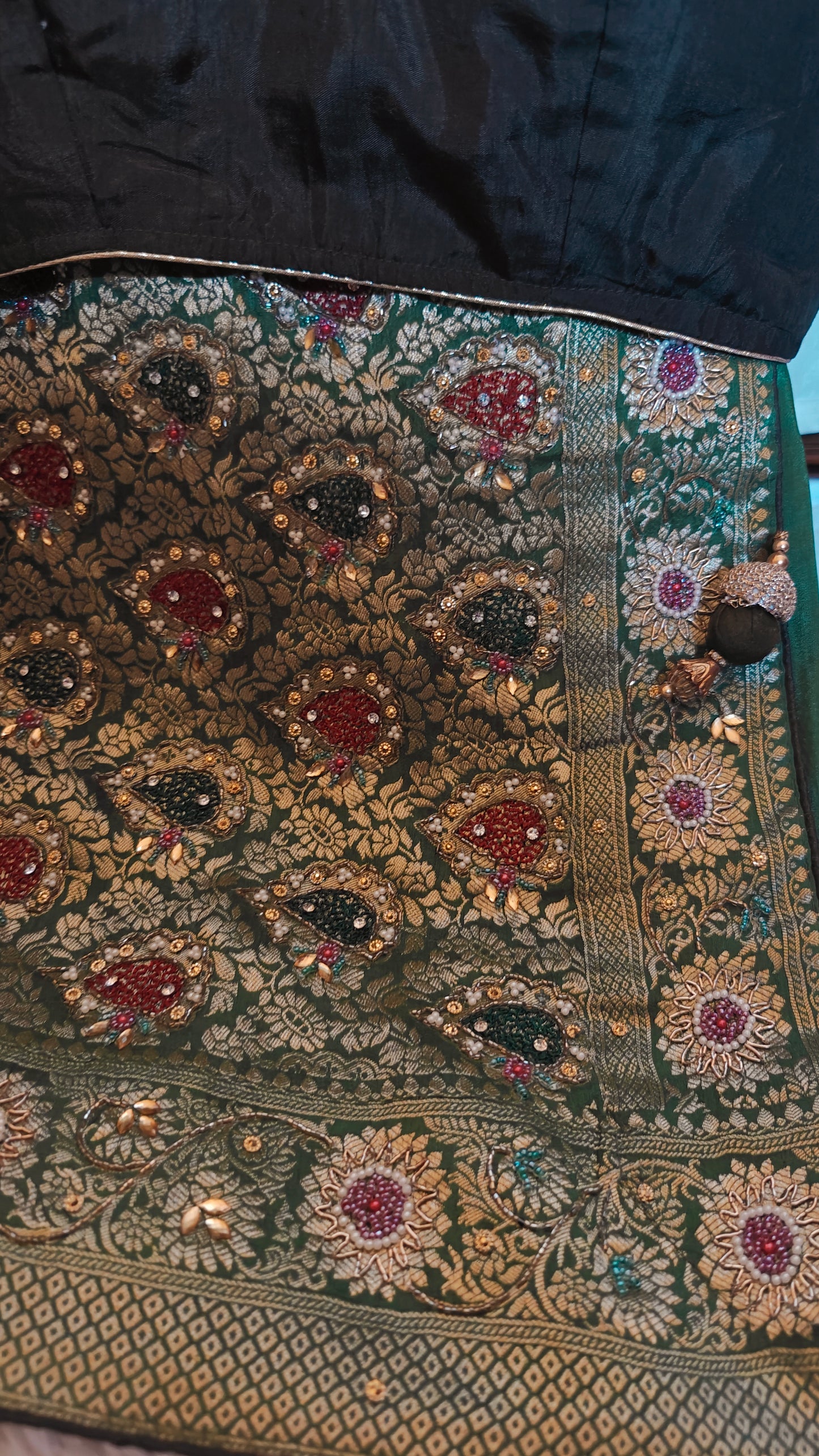 Banarasi zari and stone work saree with Stitched blouse
