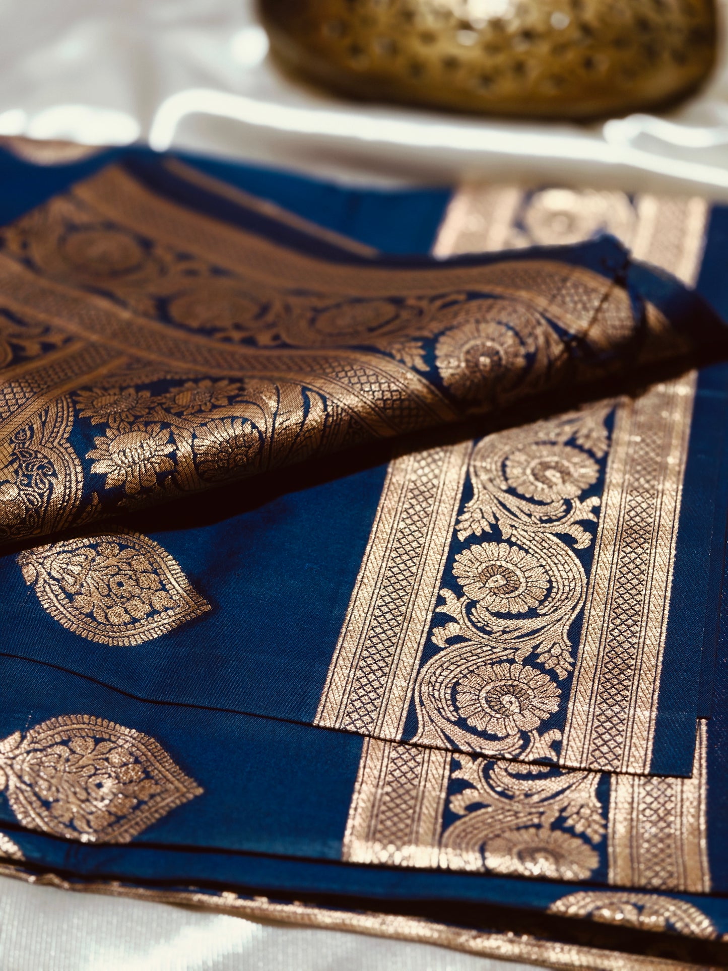 Navy Blue Banarasi Silk Saree