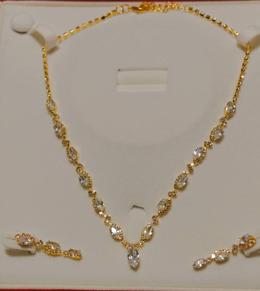 CZ AD Necklace Set 18k Gold Plated